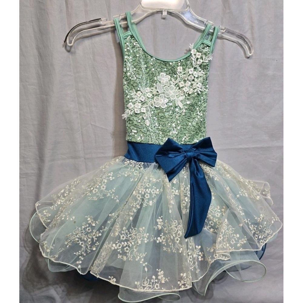 Weissman Girls Sequin Dance Costume Biketard Sz lC Child Sleeveless